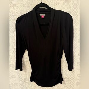 Vince Camuto V-neck Black 3/4 Sleeve Shirt M ITEM# 1009